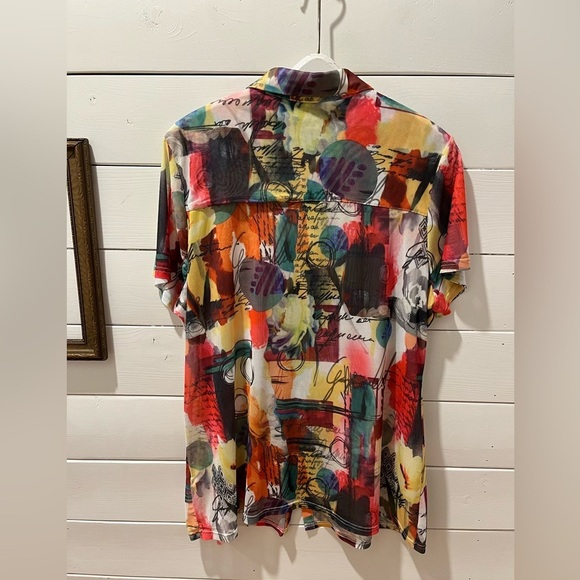 MARIE Claire  Multicolors mesh short sleeves shirt size XL - Picture 5 of 7